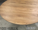Ronde eiken (eet)tafel met stalen onderstel