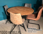 Ronde eiken (eet)tafel met stalen onderstel