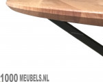 Ronde eiken (eet)tafel met stalen onderstel