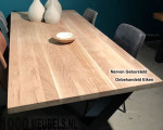 Eiken (eet)tafel met stalen onderstel