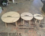 Ronde eiken salontafel set verjongt Ronde eiken salontafel set verjongt