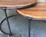 Salontafel set Stijlvol Rond Teak Duo