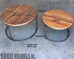 Salontafel set Stijlvol Rond Teak Duo