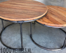 Salontafel set Stijlvol Rond Teak Duo