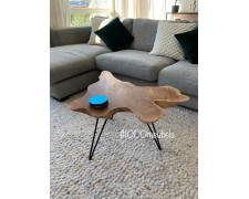 Teak houten salon tafel boomstam / wortel schijf